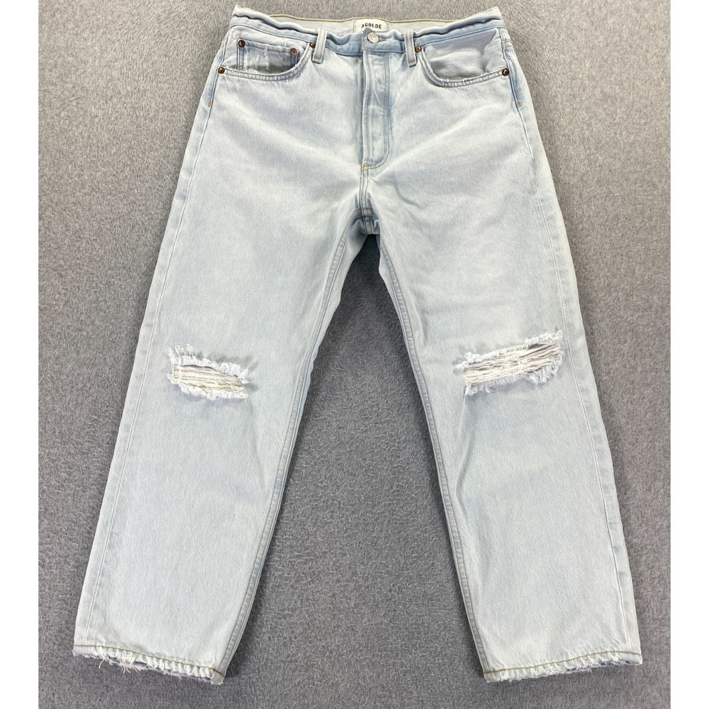 Agolde Light Wash Distressed cropped Jeans
